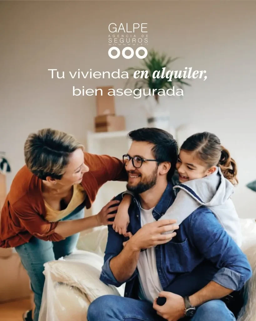 familia feliz en una vivienda de alquiler representando el seguro de hogar en alquiler de Galpe Agencia de Seguros